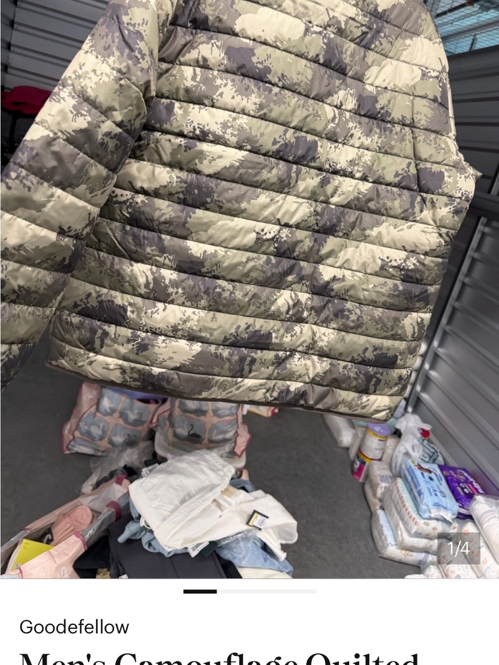 Goodfellow men’s XL camouflage puffer jacket new with pads MRSP $50